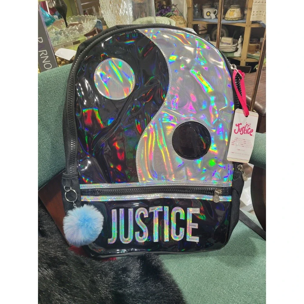Justice• Yin-Yang• Black/Holographic Silver• 2 Piece Backpack Set• New!!